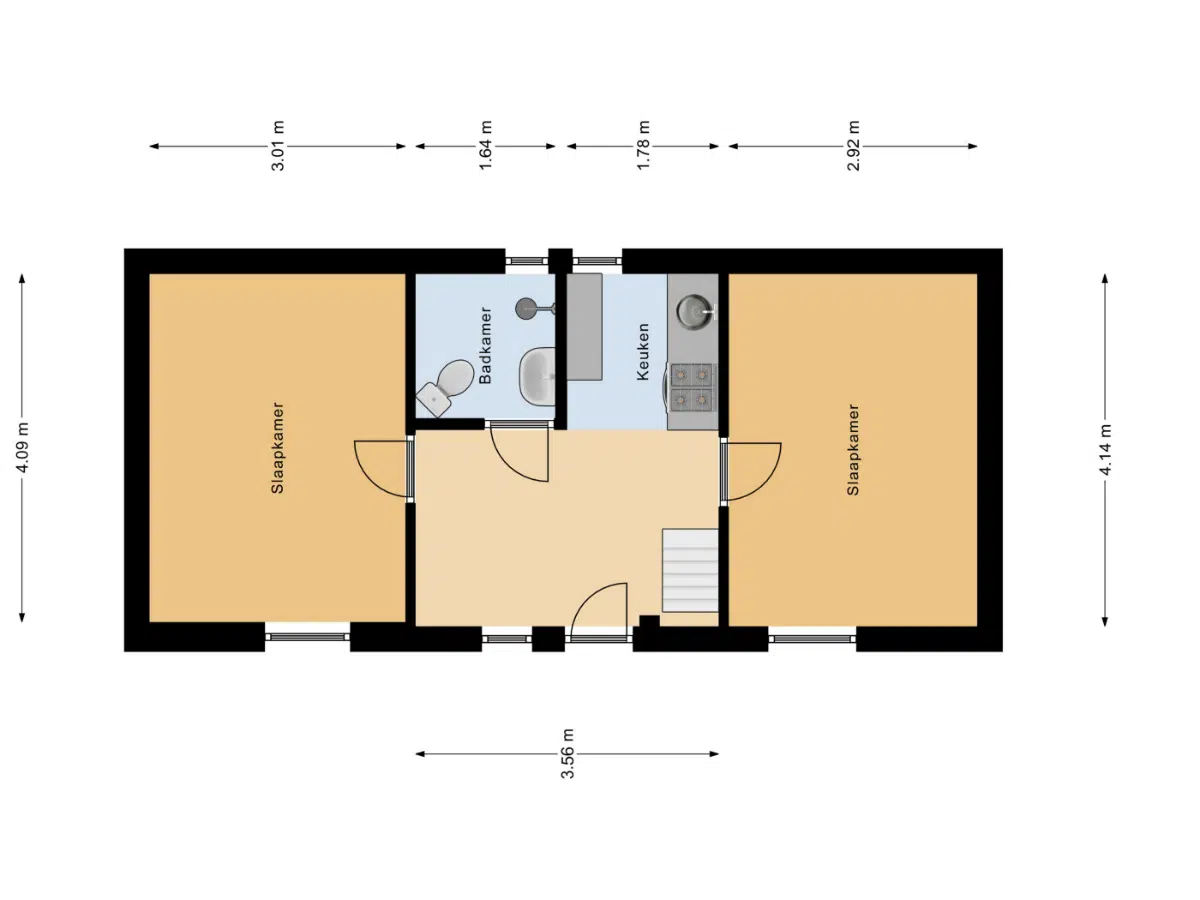 plattegrond het huisje naast de boerderij begane grond